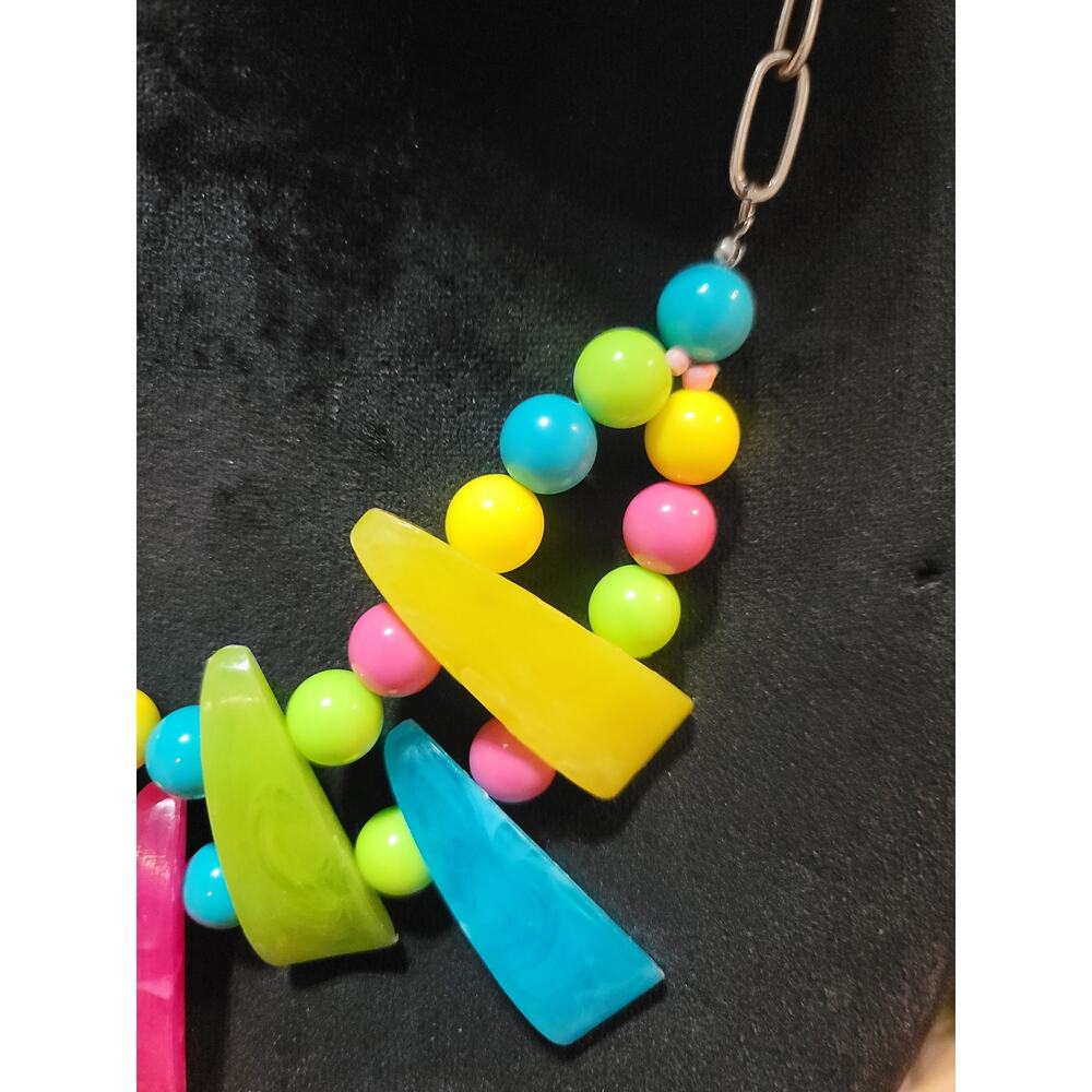Women's Colorful Beaded Statement Necklace With Lobster Clasp Fashion Jewelry - Picture 4 of 7